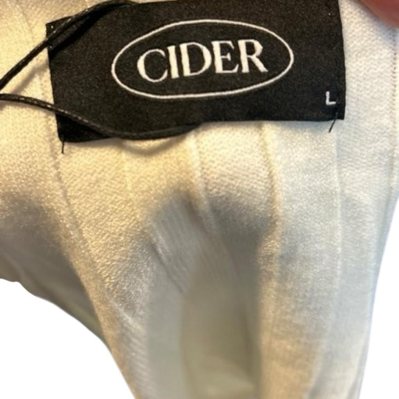 CIDER White One Shoulder Ribbed Crop Top L - Picture 3 of 4